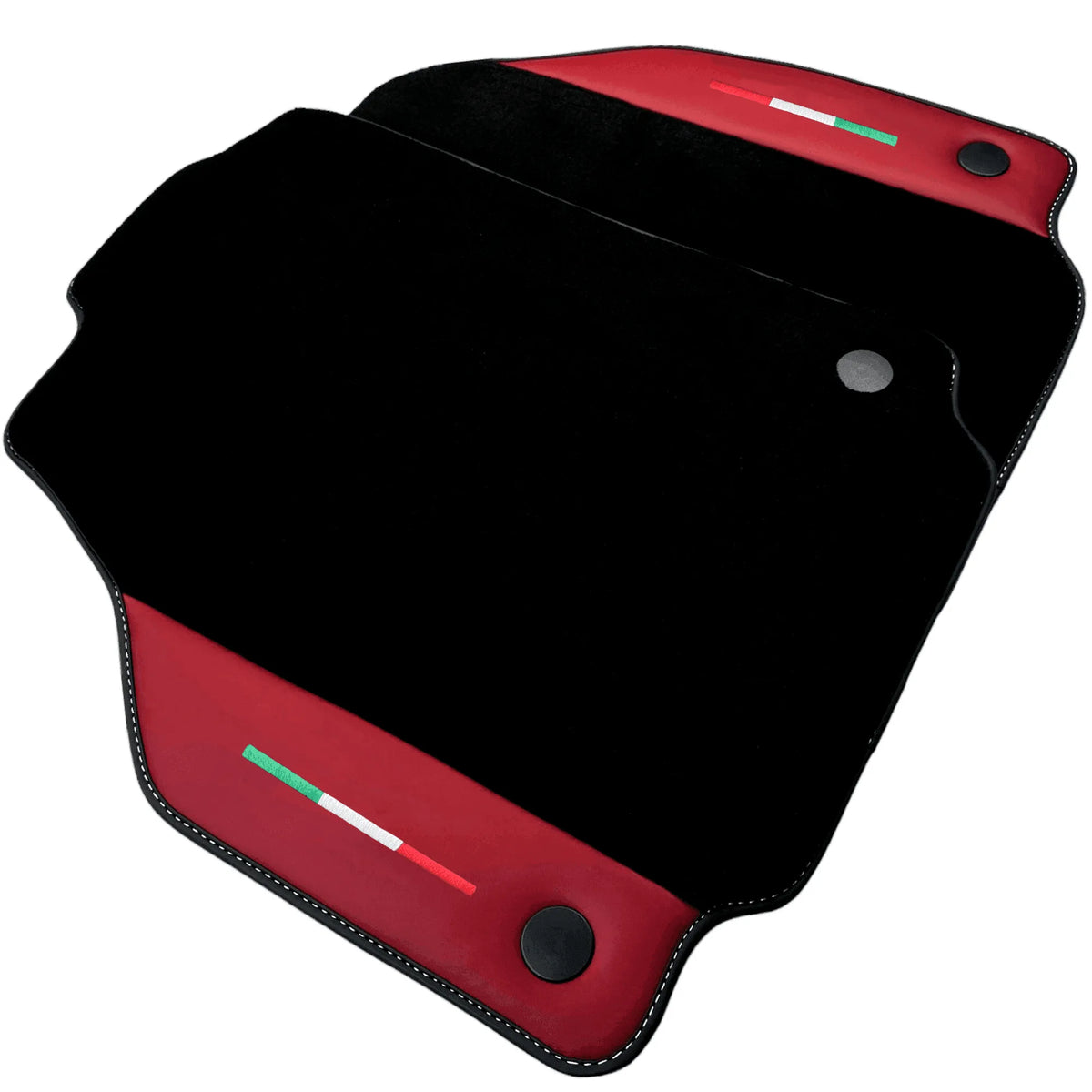 Black Floor Mats for Ferrari 488 GTB (2015-2022) with Bordeaux Nappa Leather