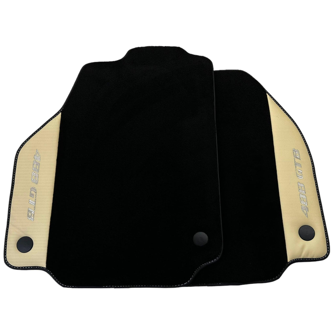 Black Floor Mats for Ferrari 488 GTB (2015-2022) with Crema Nappa Leather - AutoWin