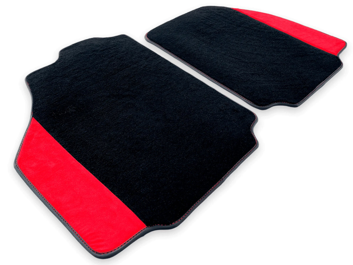 Black Floor Mats For Ferrari 488 Pista Spider 2019-2021 With Red Alcantara Leather
