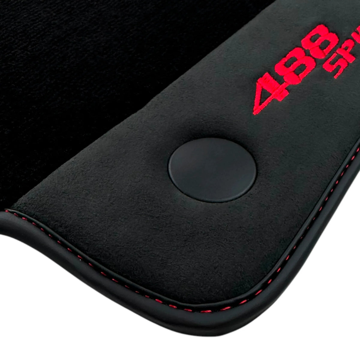 Black Floor Mats for Ferrari 488 Spider (2016-2022) with Alcantara | Red Sewing