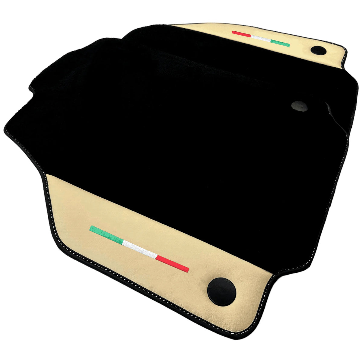 Black Floor Mats for Ferrari 488 Spider (2016-2022) with Crema Nappa Leather