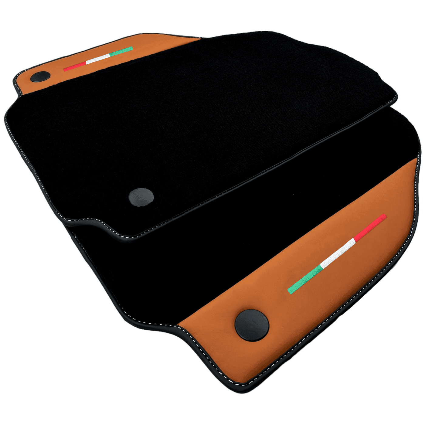 Black Floor Mats for Ferrari 488 Pista Spider (2019-2021) with Cuoio Nappa Leather - AutoWin