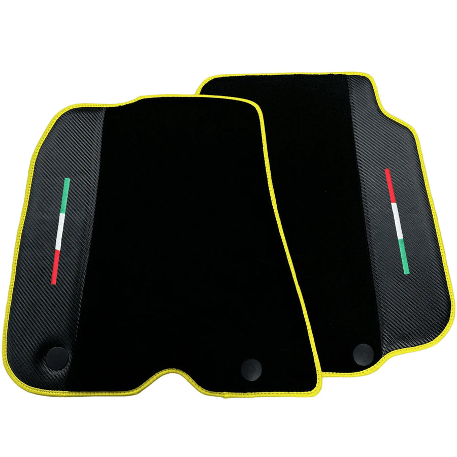 Black Floor Mats for Ferrari 812 GTS (2019-2023) with Carbon Leather