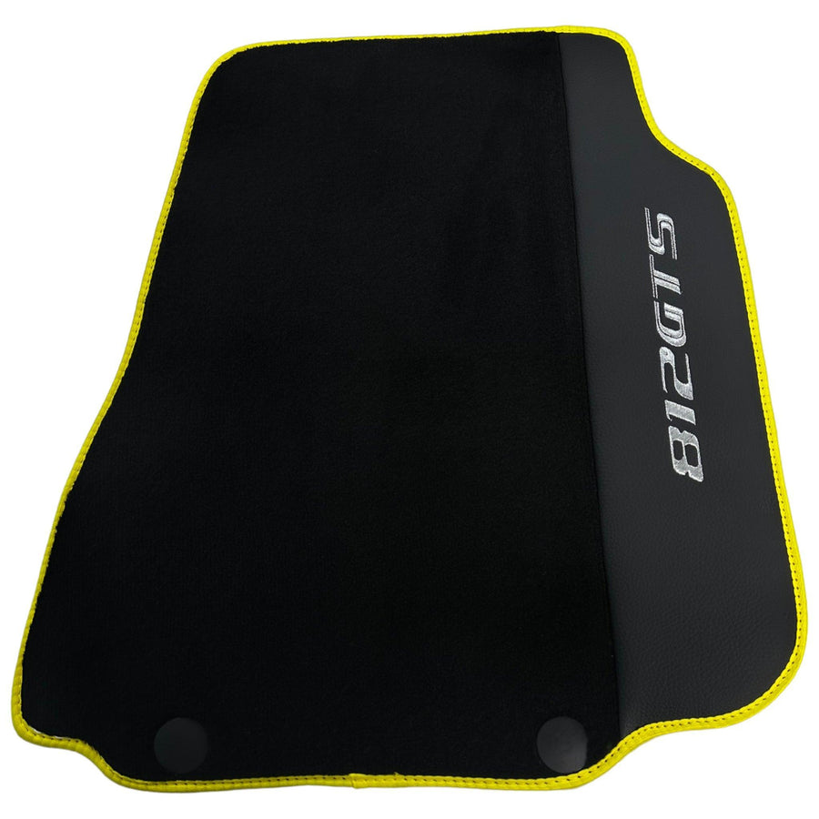 Black Floor Mats for Ferrari 812 GTS (2019-2023) with Leather - AutoWin