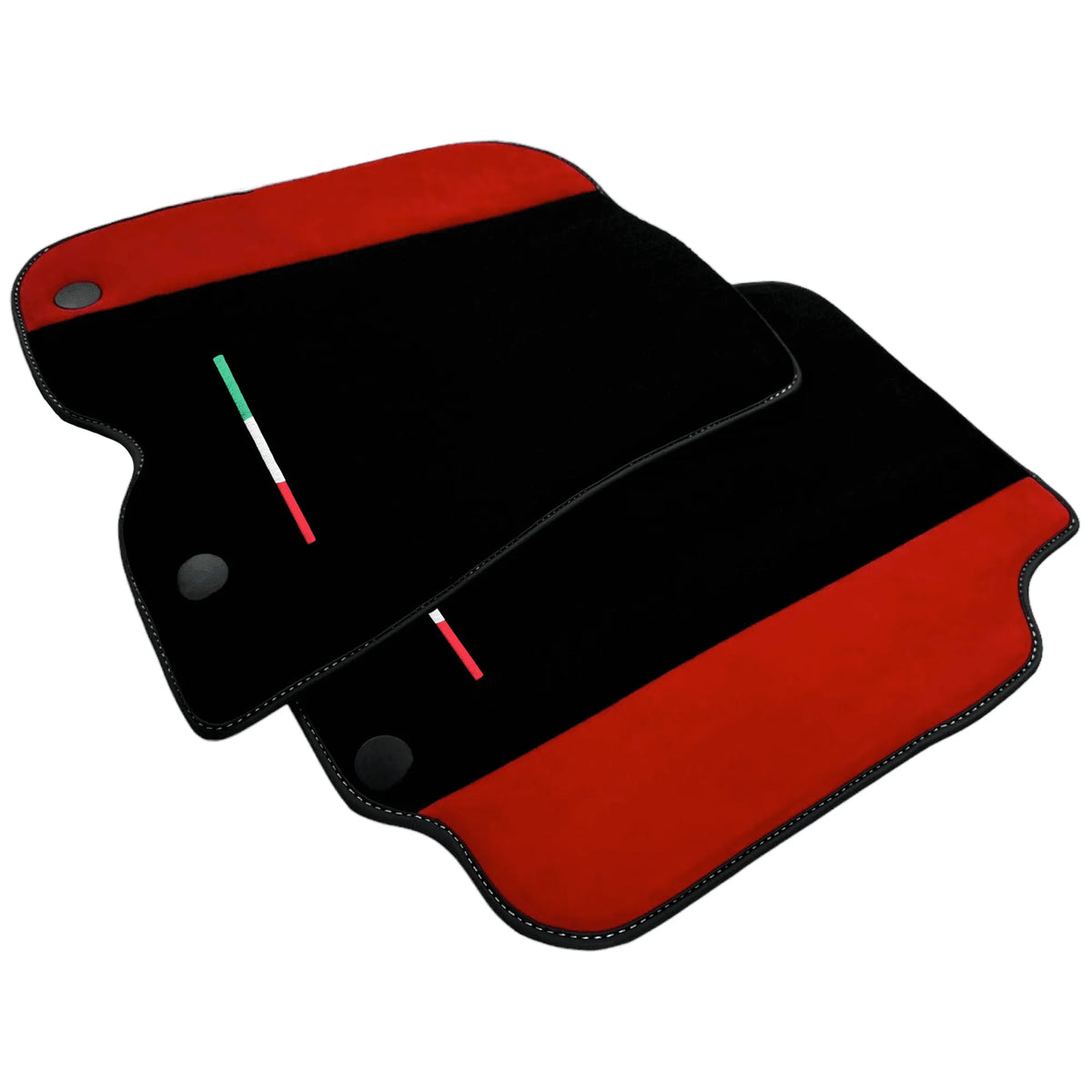 Black Floor Mats for Ferrari 812 GTS (2019-2023) with Red Alcantara Leather - AutoWin