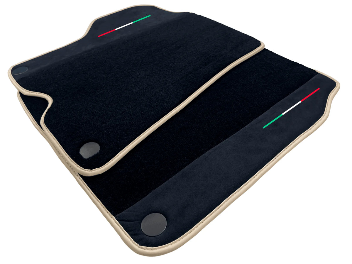 Black Floor Mats For Ferrari California 2008-2014 With Alcantara Beige Trim - AutoWin