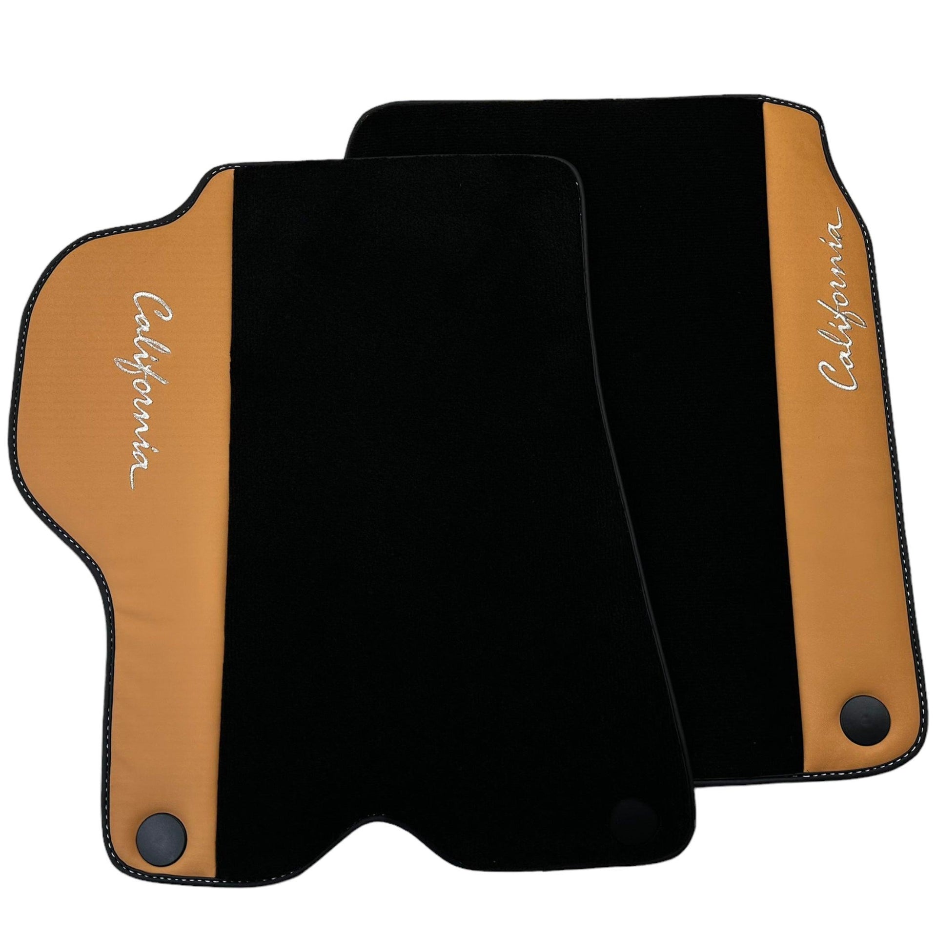 Black Floor Mats for Ferrari California (2008-2014) with Beige Tradizione Nappa Leather - AutoWin