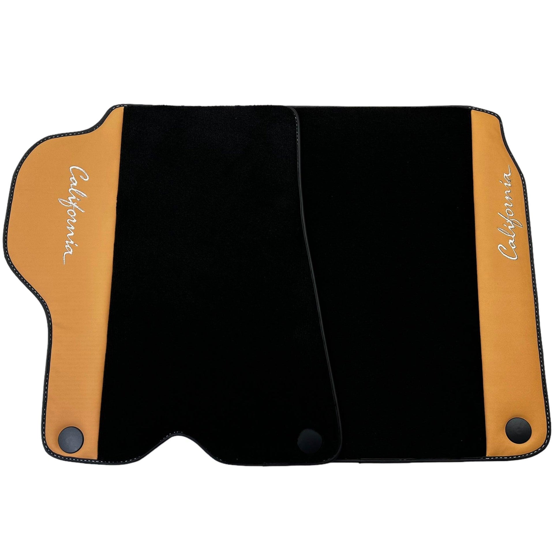 Black Floor Mats for Ferrari California (2008-2014) with Beige Tradizione Nappa Leather - AutoWin