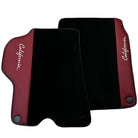 Black Floor Mats for Ferrari California (2008-2014) with Bordeaux Nappa Leather - AutoWin