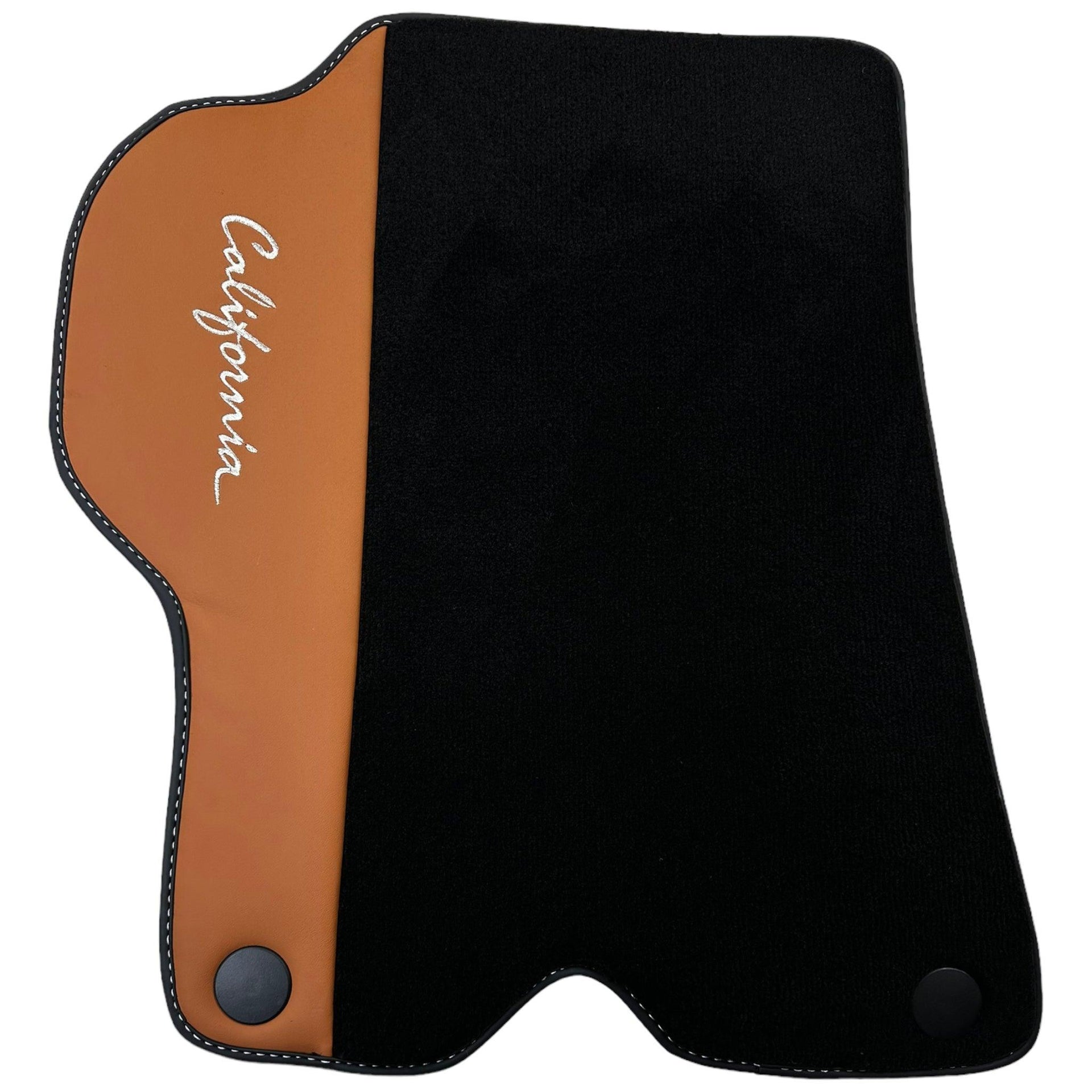 Black Floor Mats for Ferrari California (2008-2014) with Cuoio Nappa Leather - AutoWin