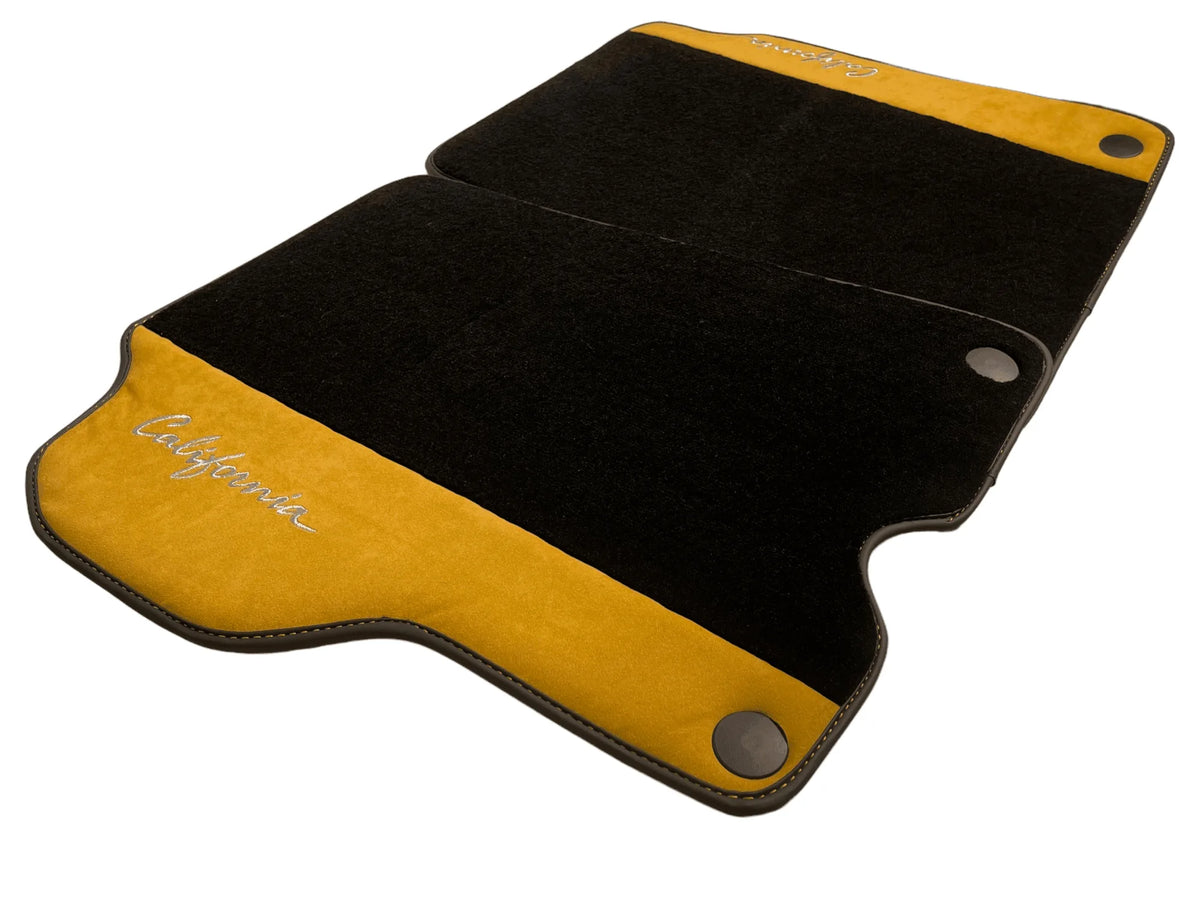 Black Floor Mats For Ferrari California 2008-2014 With Tan Alcantara - AutoWin