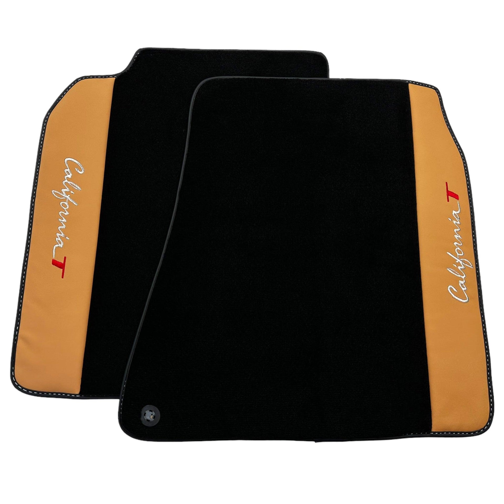 Black Floor Mats for Ferrari California T (2015-2018) with Beige Nappa Leather - AutoWin