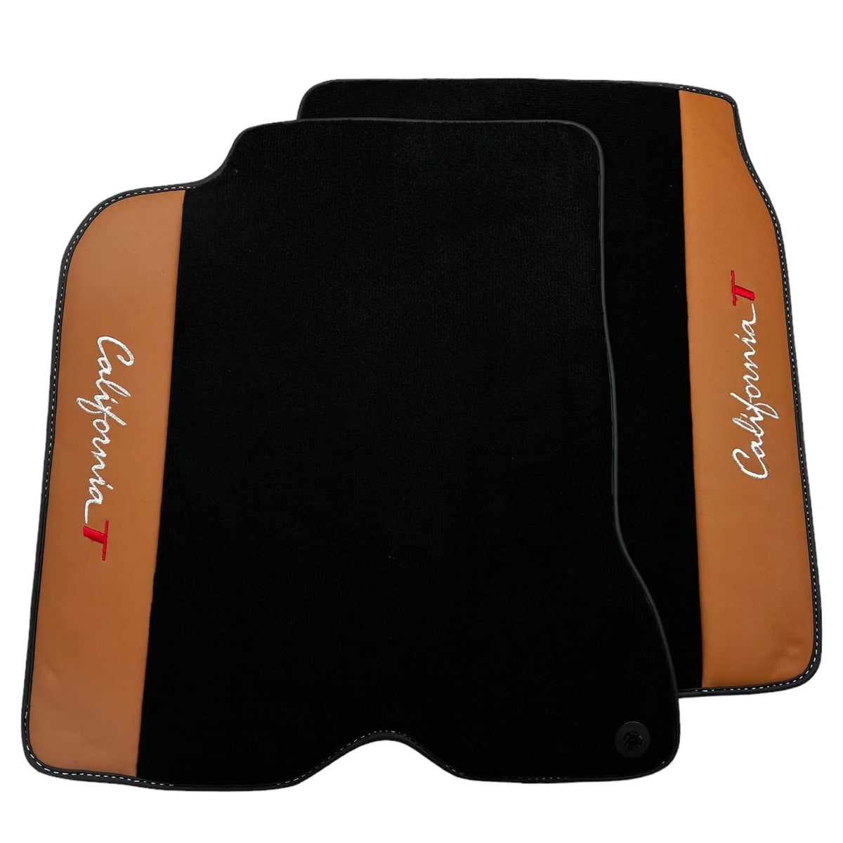 Black Floor Mats for Ferrari California T (2015-2018) with Cuoio Nappa Leather - AutoWin