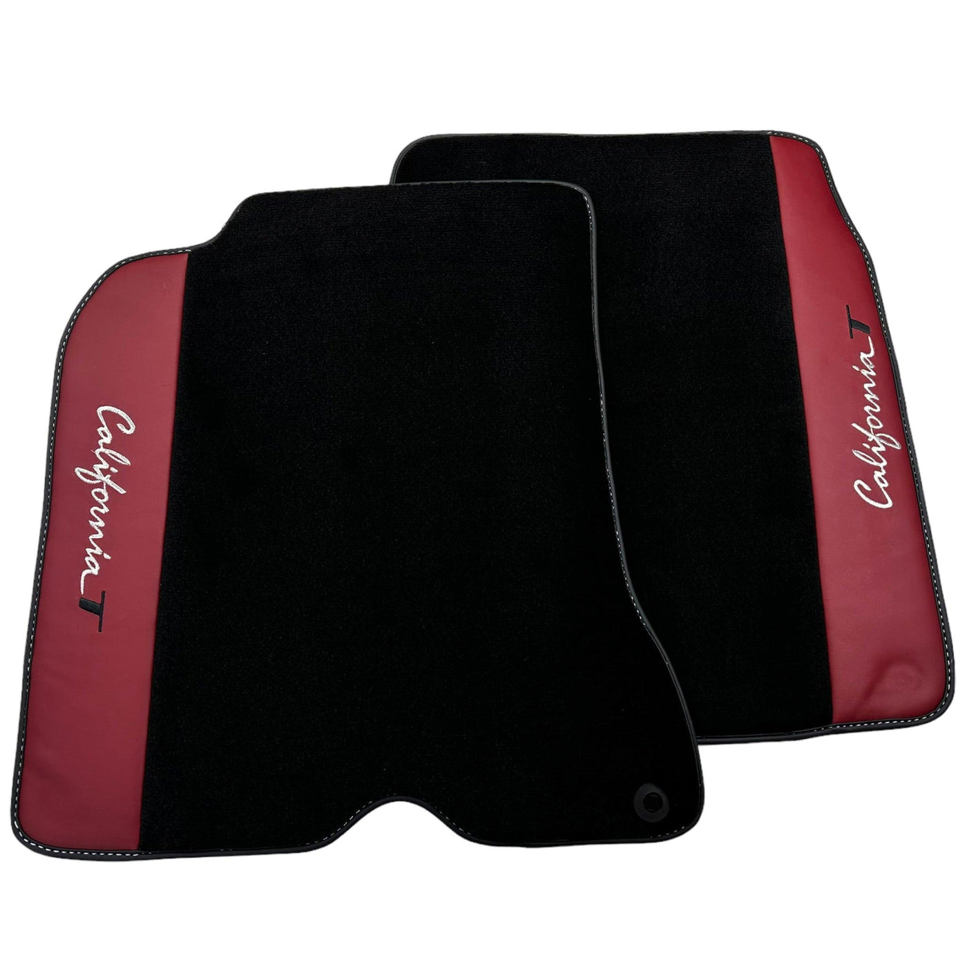 Black Floor Mats for Ferrari California T (2015–2018) Bordeaux Nappa Leather - AutoWin