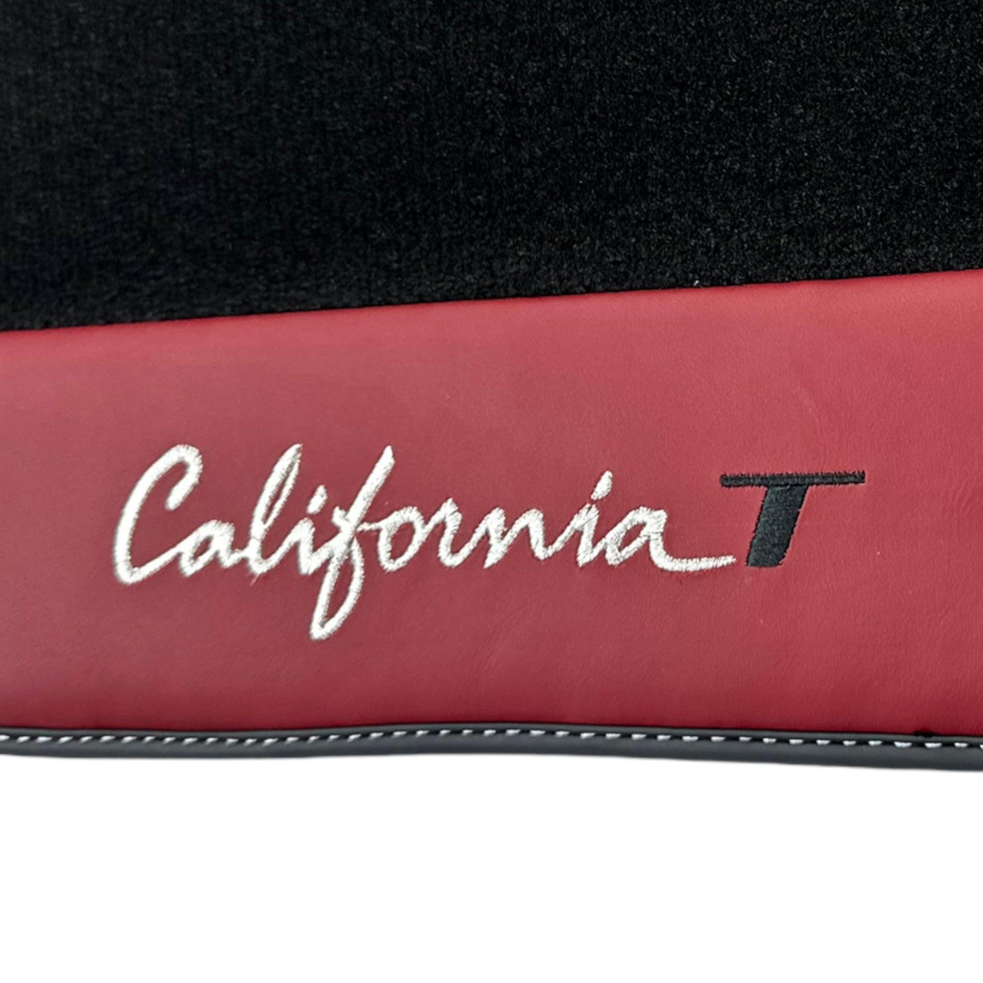 Black Floor Mats for Ferrari California T (2015–2018) Bordeaux Nappa Leather - AutoWin