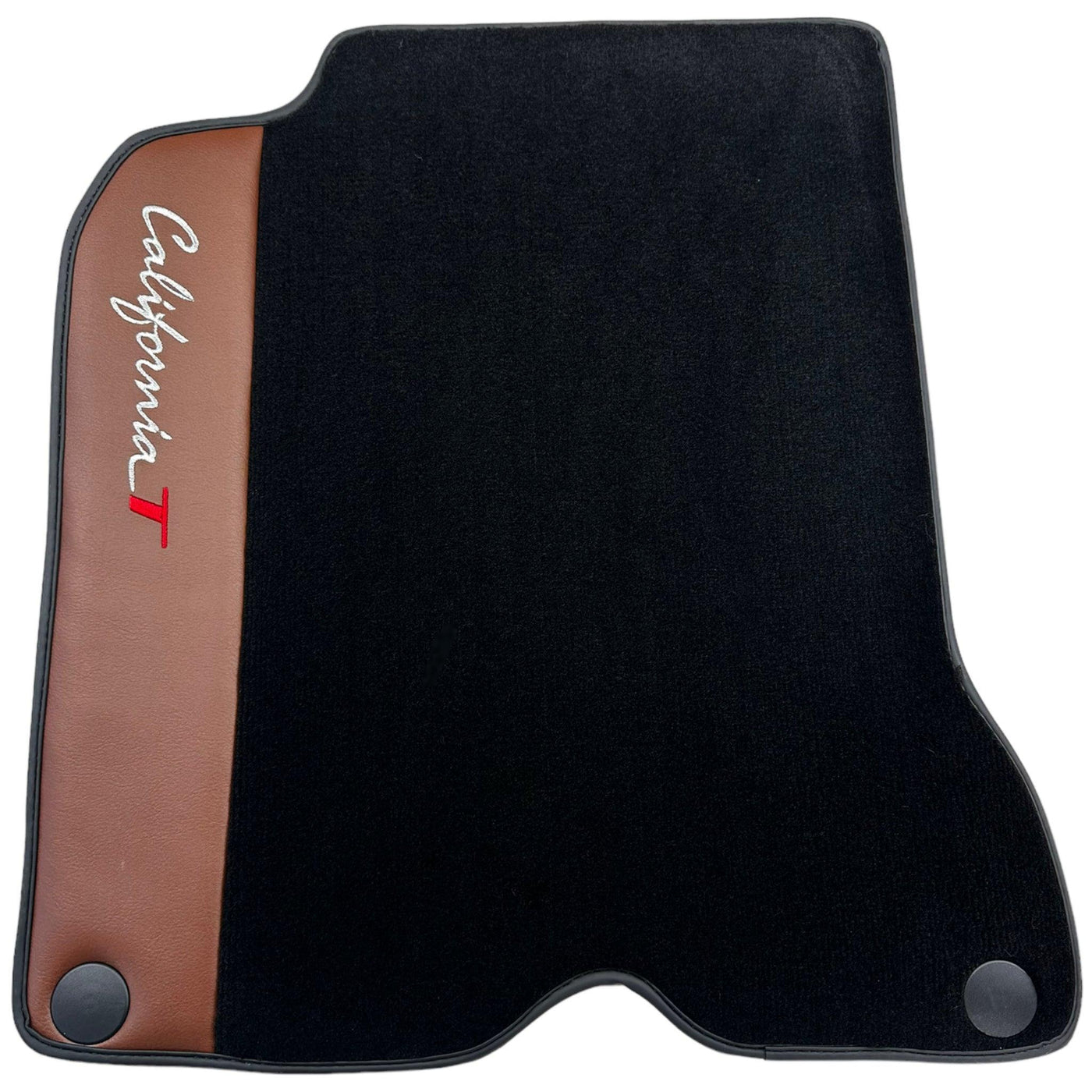 Black Floor Mats For Ferrari California T 2015–2018 with Brown Leather - AutoWin