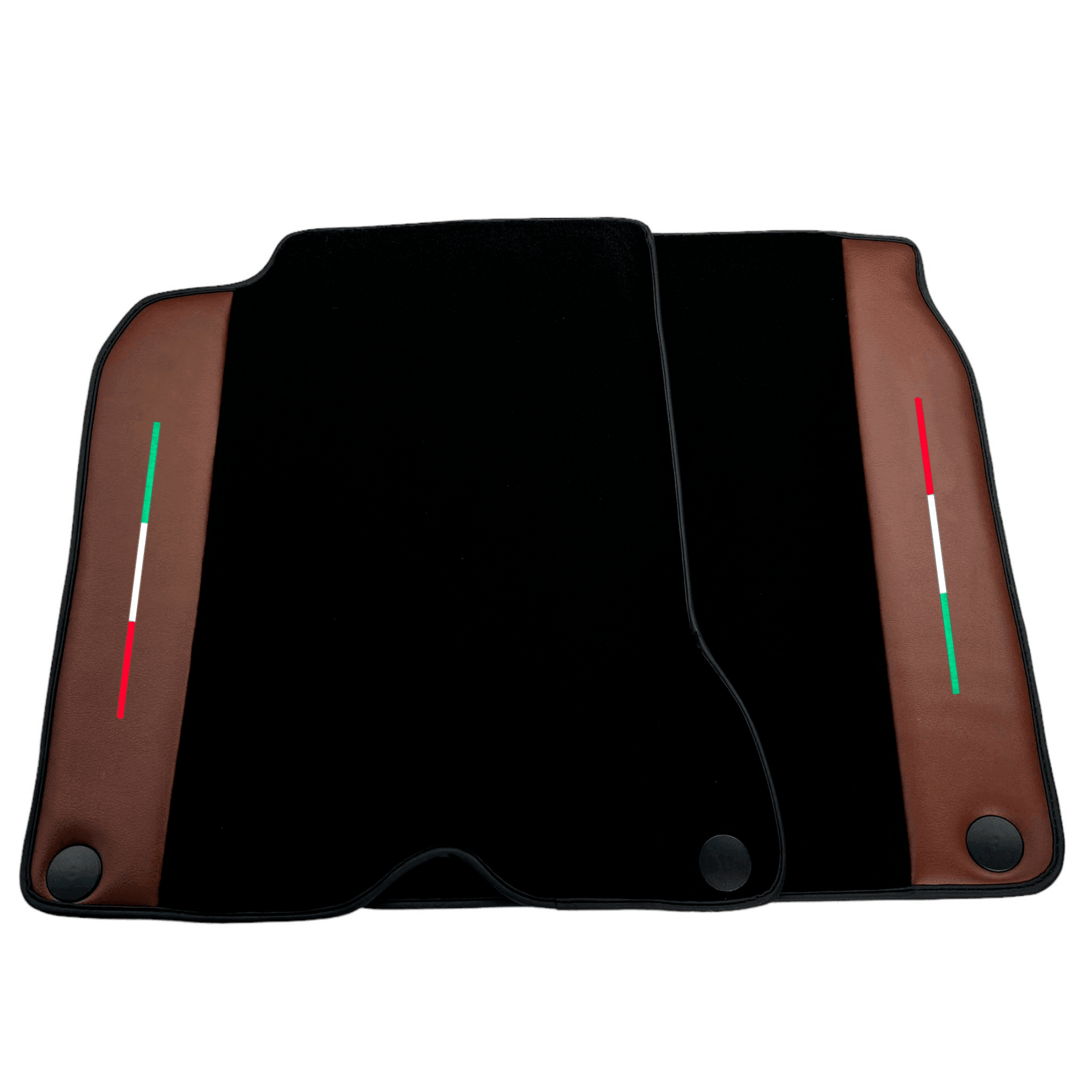 Black Floor Mats For Ferrari California T 2015–2018 with Brown Leather - AutoWin