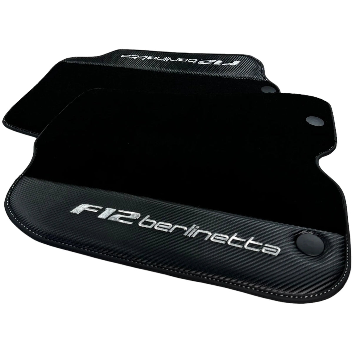 Black Floor Mats for Ferrari F12 Berlinetta (2012-2022) with Carbon Leather - AutoWin