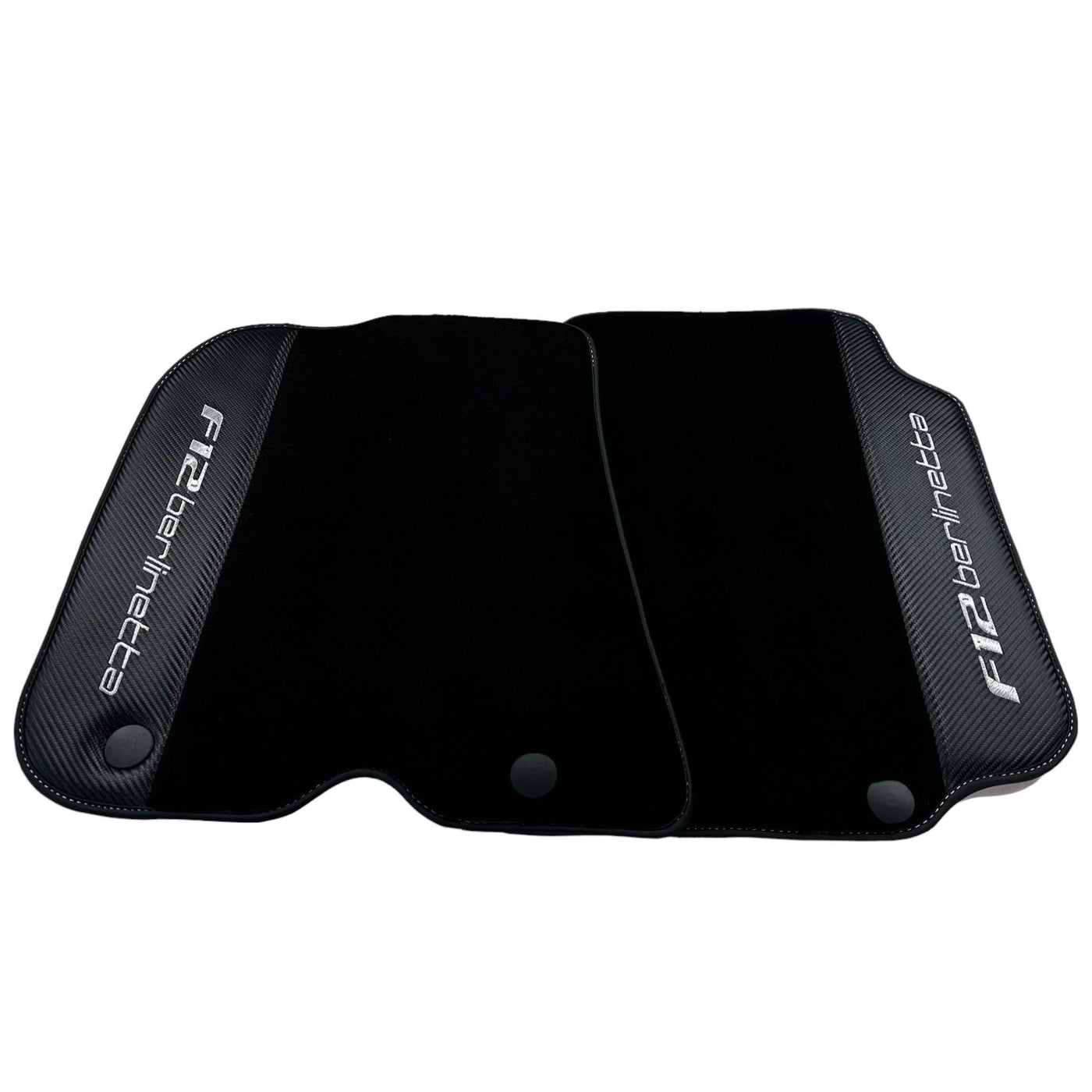 Black Floor Mats for Ferrari F12 Berlinetta (2012-2022) with Carbon Leather - AutoWin