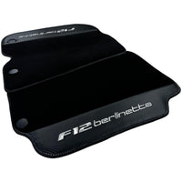 Black Floor Mats for Ferrari F12 Berlinetta (2012-2022) with Carbon Leather - AutoWin