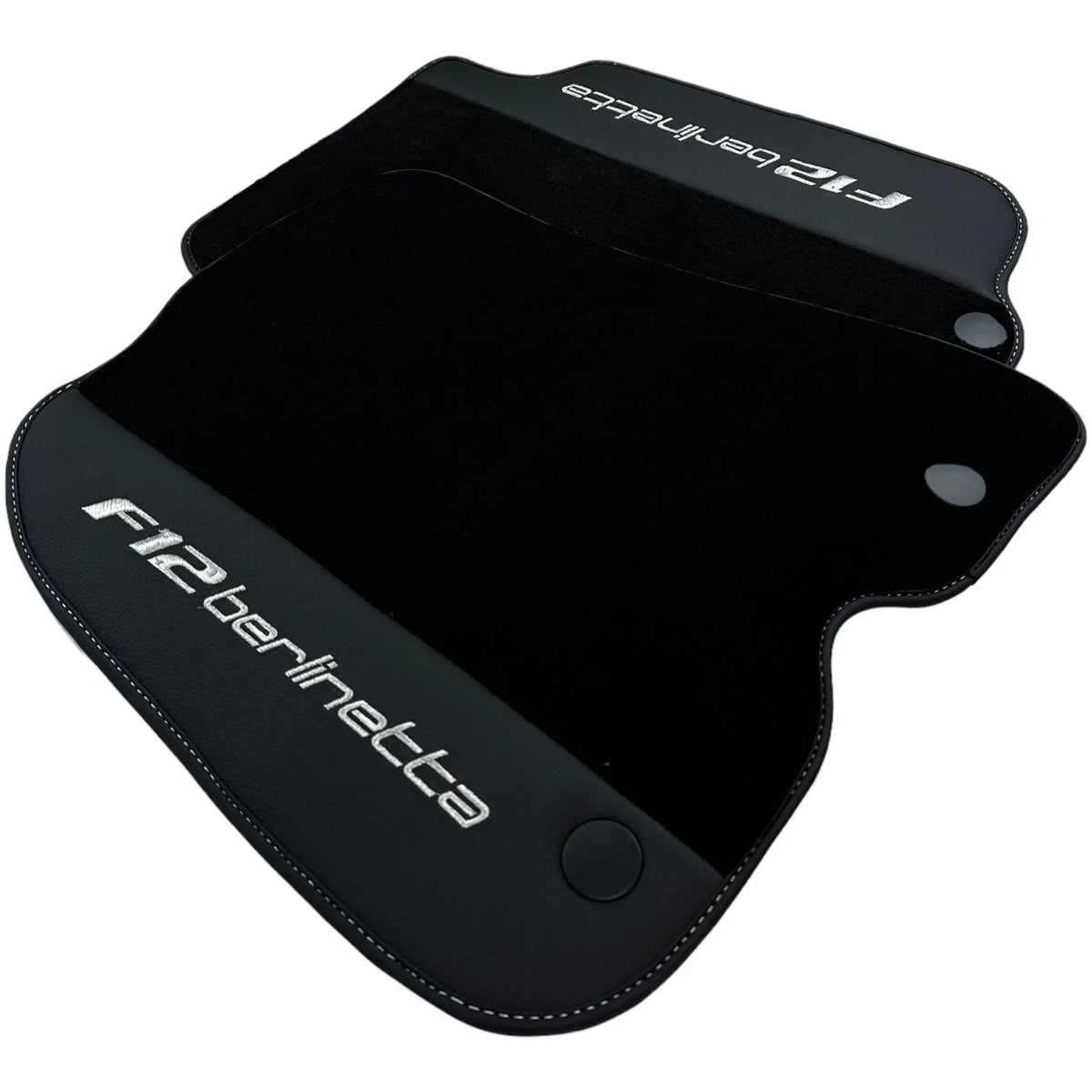 Black Floor Mats for Ferrari F12 Berlinetta (2012-2022) with Leather - AutoWin