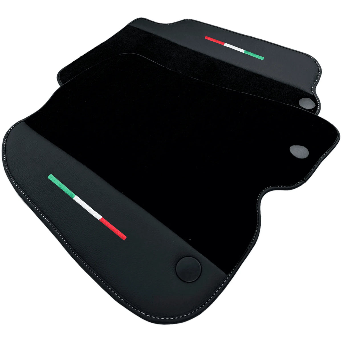 Black Floor Mats for Ferrari F12 Berlinetta (2012-2022) with Leather - AutoWin