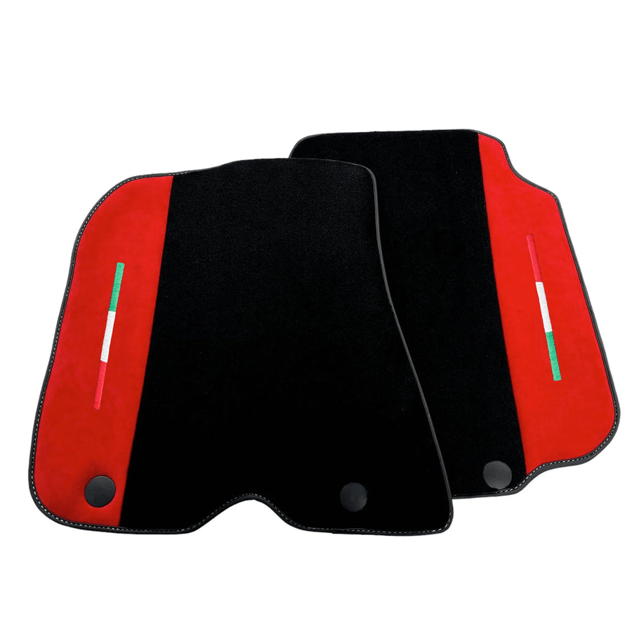 Black Floor Mats for Ferrari F12 Berlinetta (2012-2022) with Red Alcantara Leather - AutoWin