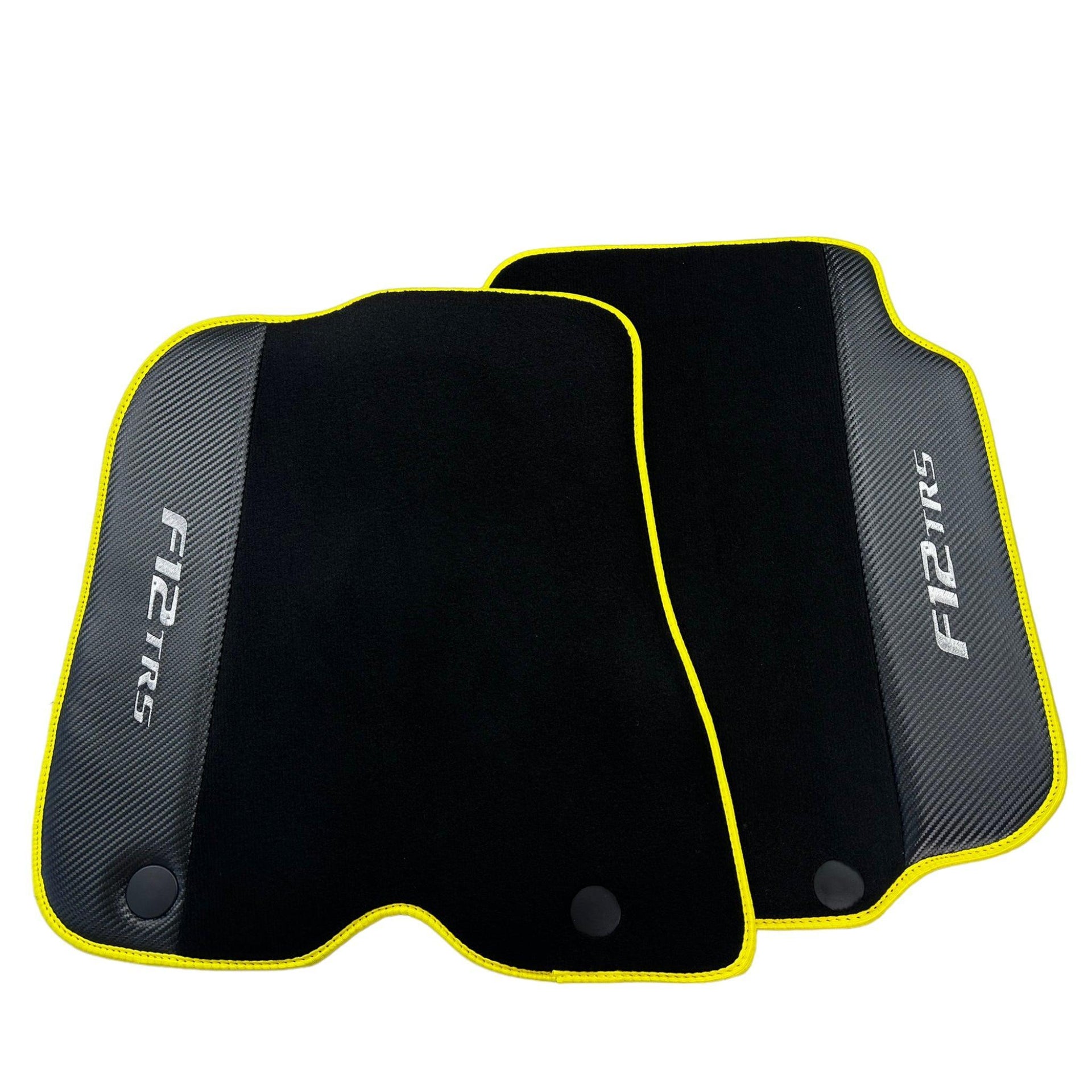 Black Floor Mats for Ferrari F12 TRS (2014) with Carbon Leather - AutoWin