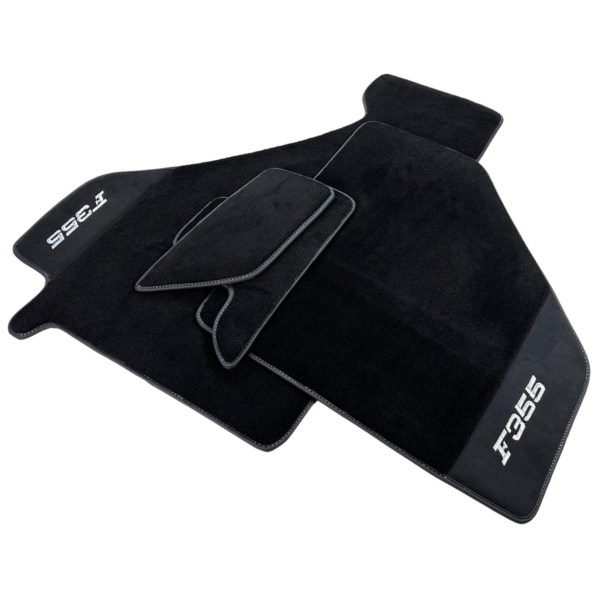 Black Floor Mats For Ferrari F355 1994-1999 With Alcantara Leather - AutoWin