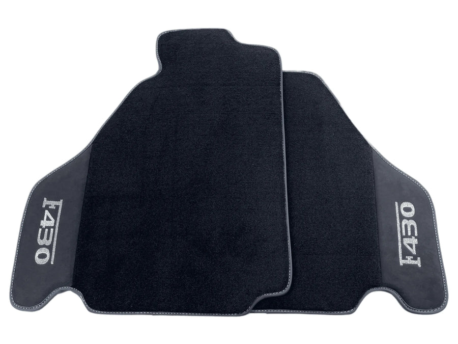Black Floor Mats For Ferrari F430 2004-2009 With Alcantara Leather - AutoWin