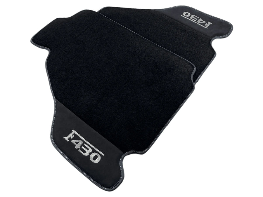 Black Floor Mats For Ferrari F430 2004-2009 With Alcantara Leather - AutoWin