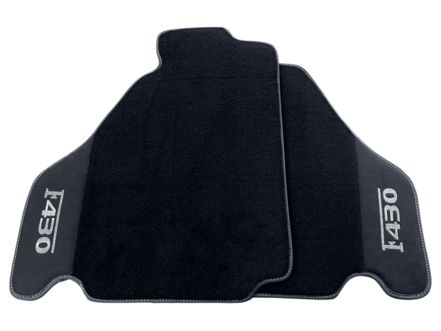 Black Floor Mats For Ferrari F430 2004-2009 With Alcantara Leather - AutoWin