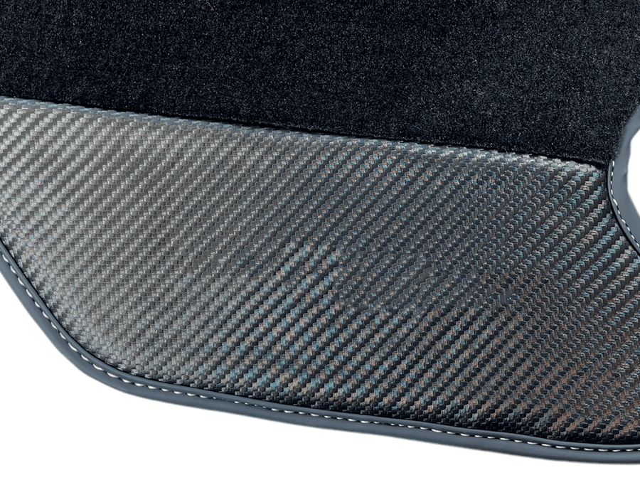 Black Floor Mats For Ferrari F430 2004-2009 With Carbon Fiber Leather - AutoWin
