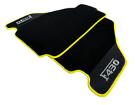Black Floor Mats For Ferrari F430 2004-2009 With Carbon Fiber Leather Yellow Trim - AutoWin