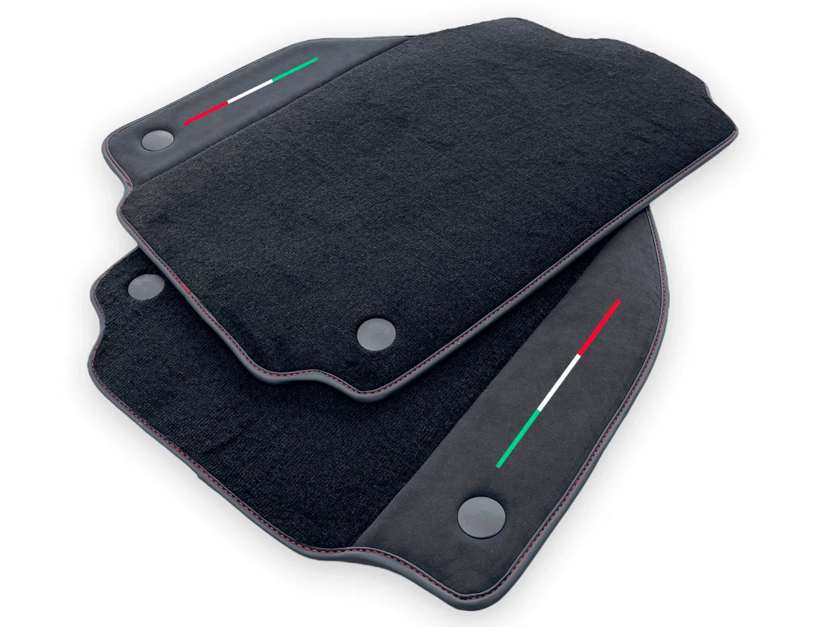 Black Floor Mats For Ferrari F8 Tributo 2019-2022 With Alcantara Leather - AutoWin