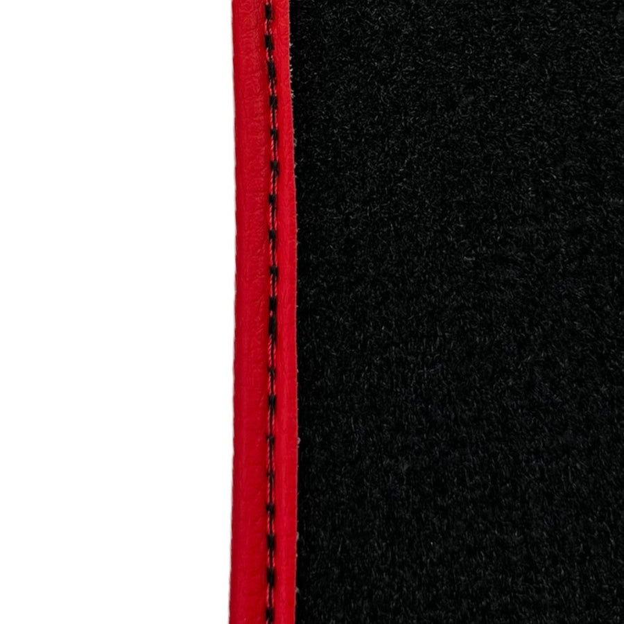 Black Floor Mats For Ferrari GTC4 Lusso (2016-2023) with Leather and Red Trim - AutoWin