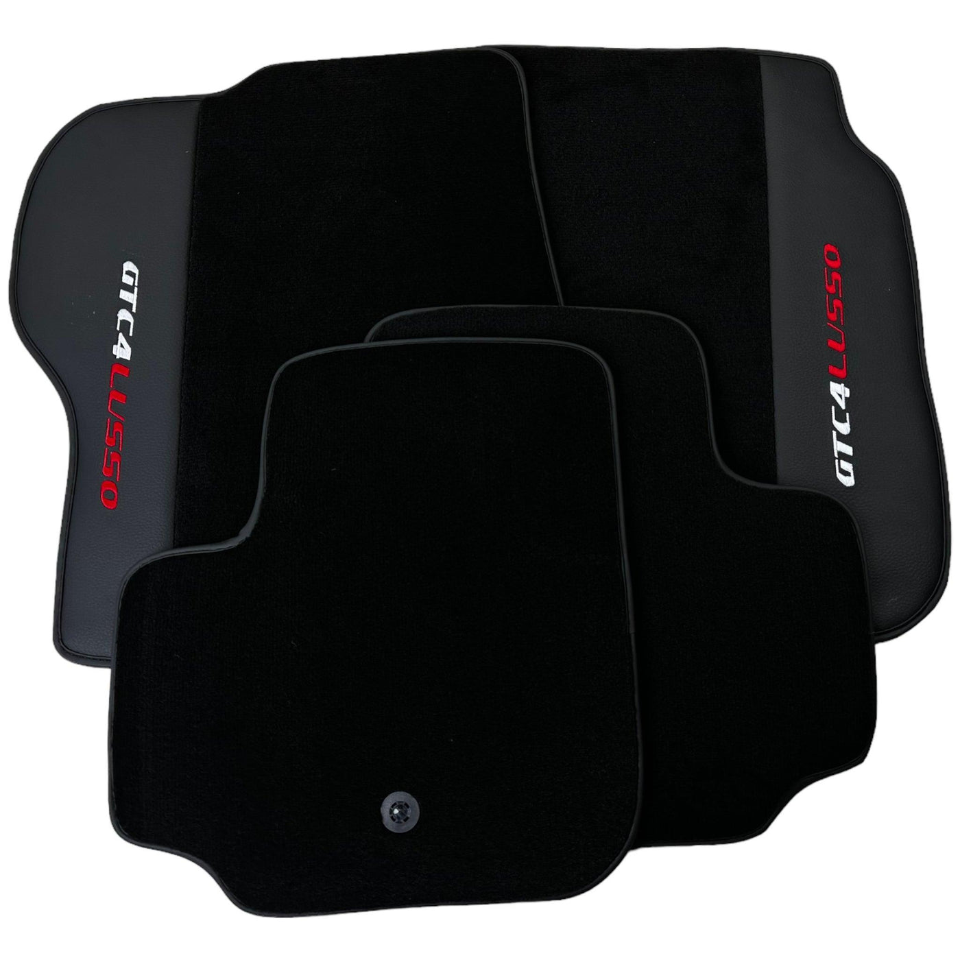 Black Floor Mats For Ferrari GTC4 Lusso (2016-2023) with Leather - AutoWin