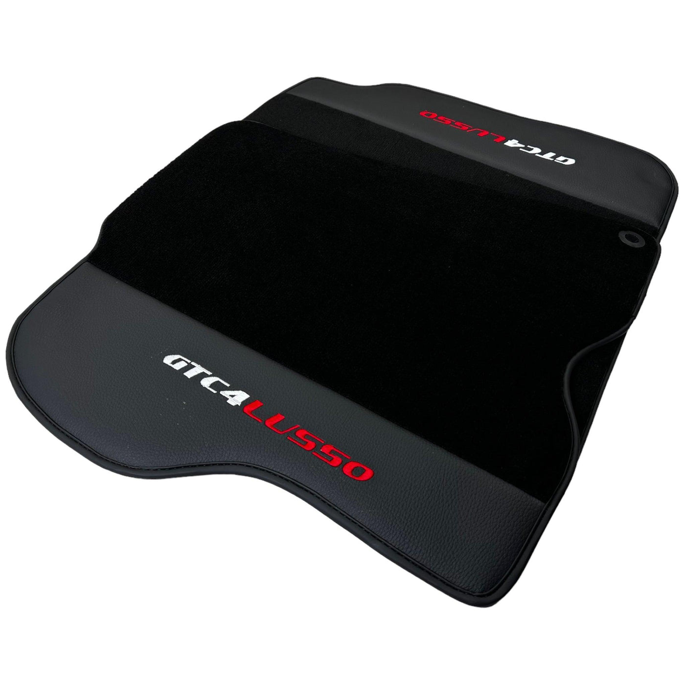 Black Floor Mats For Ferrari GTC4 Lusso (2016-2023) with Leather - AutoWin