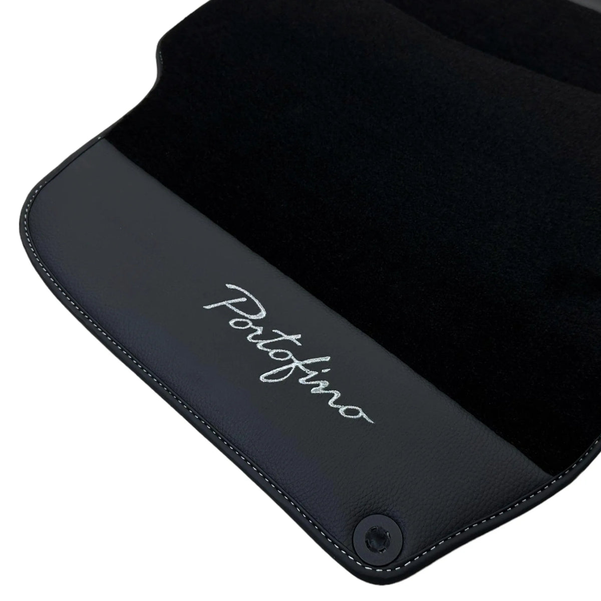 Black Floor Mats For Ferrari Portofino (2018-2023) With Leather - AutoWin
