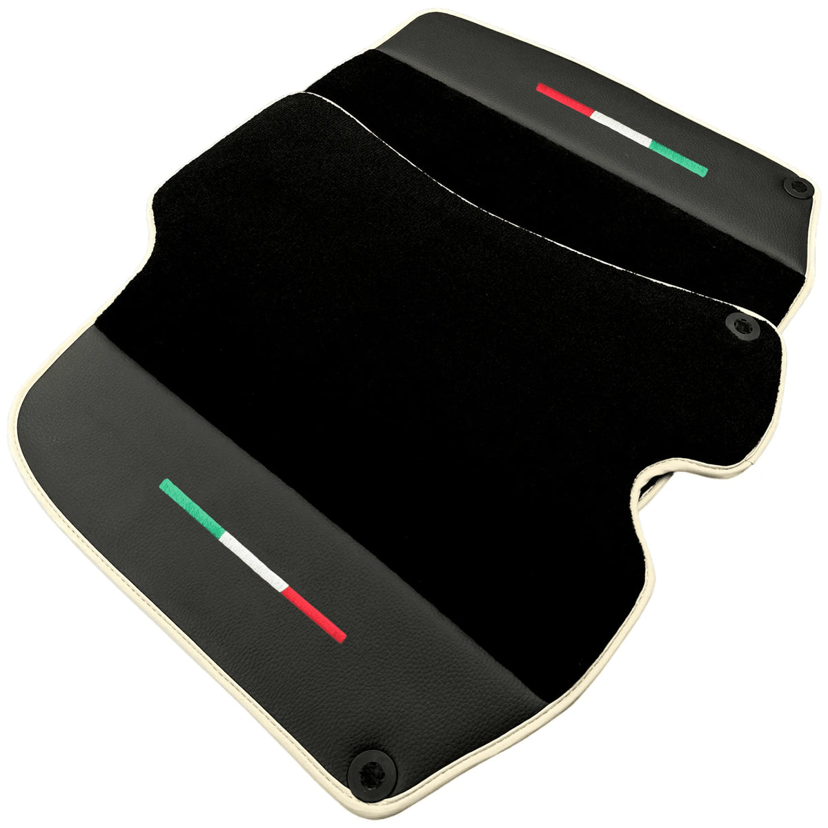 Black Floor Mats For Ferrari Portofino (2018-2023) With Leather and Beige Trim