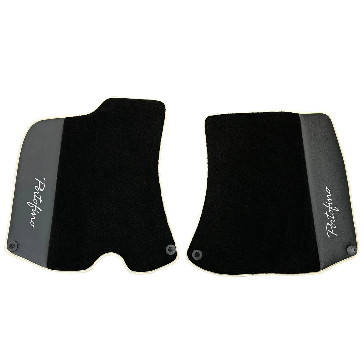 Black Floor Mats For Ferrari Portofino (2018-2023) With Leather and Beige Trim - AutoWin