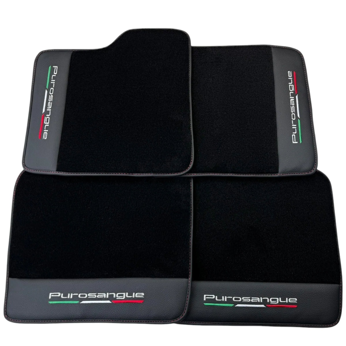 Black Floor Mats for Ferrari Purosangue with Leather and Black Trim | Italian Edition - AutoWin