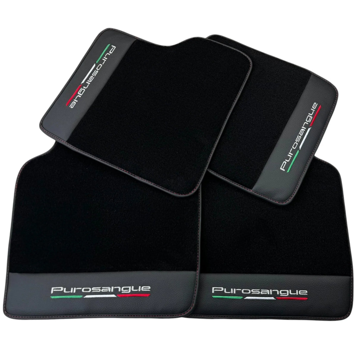Black Floor Mats for Ferrari Purosangue with Leather and Black Trim | Italian Edition - AutoWin