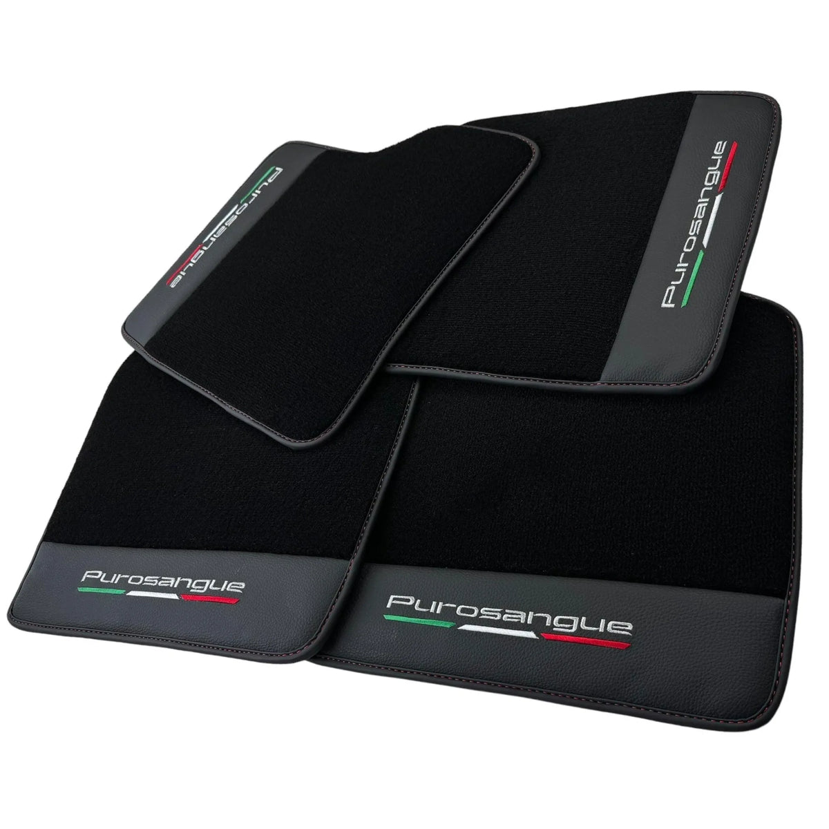 Black Floor Mats for Ferrari Purosangue with Leather and Black Trim | Italian Edition - AutoWin