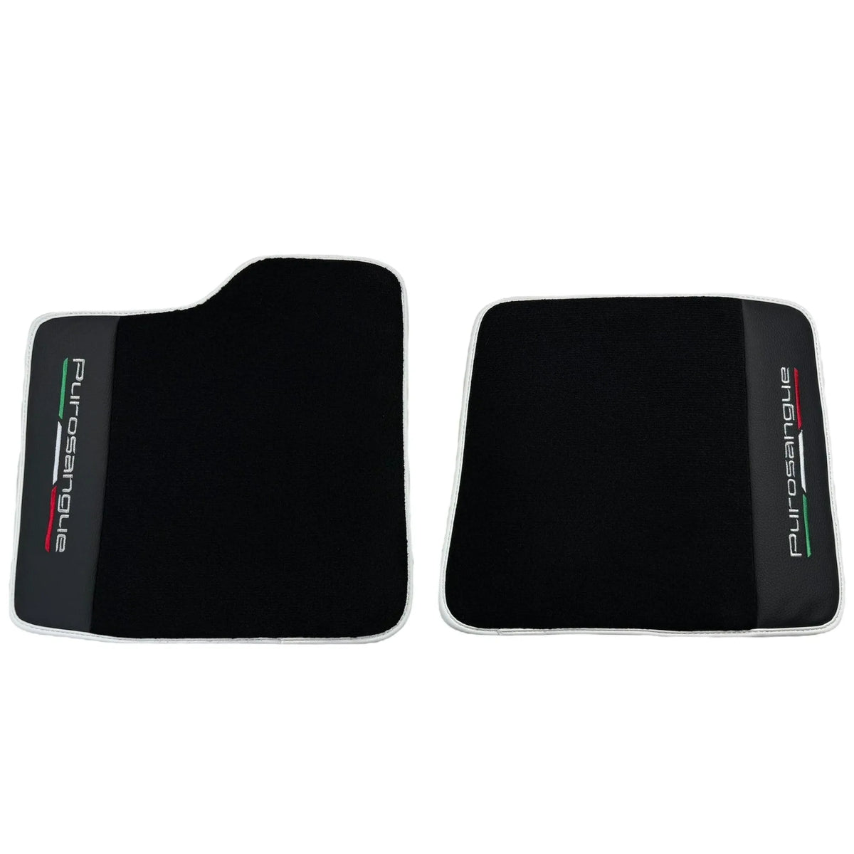 Black Floor Mats for Ferrari Purosangue with Leather and White Trim | Italian Edition - AutoWin