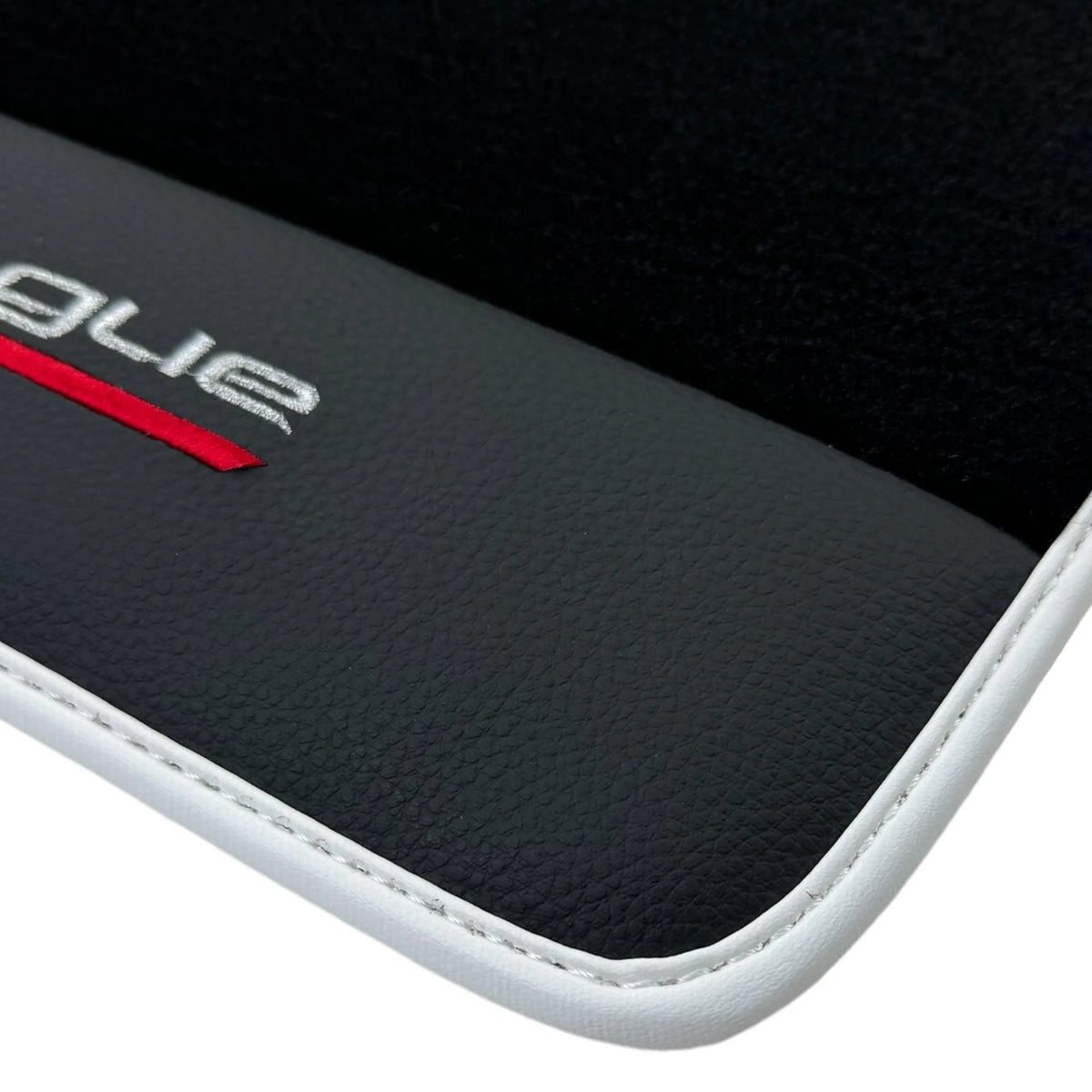 Black Floor Mats for Ferrari Purosangue with Leather and White Trim | Italian Edition - AutoWin