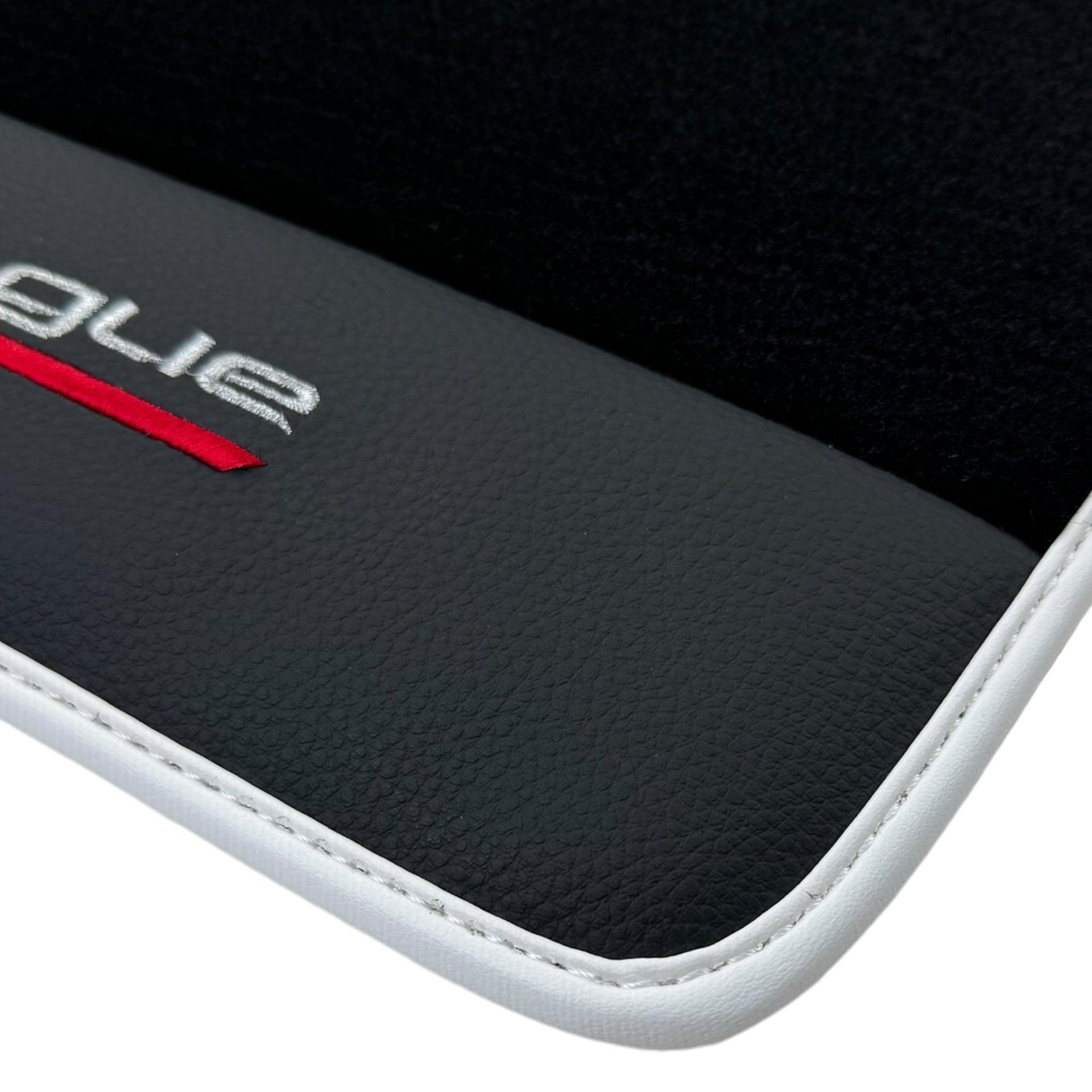 Black Floor Mats for Ferrari Purosangue with Leather and White Trim | Italian Edition - AutoWin