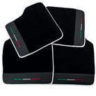 Black Floor Mats for Ferrari Purosangue with Leather and White Trim | Italian Edition - AutoWin