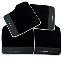 Black Floor Mats for Ferrari Purosangue with Leather and White Trim | Italian Edition - AutoWin