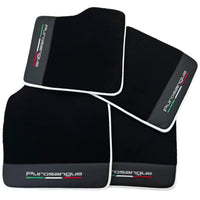 Black Floor Mats for Ferrari Purosangue with Leather and White Trim | Italian Edition - AutoWin